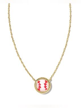 ⚾️ Kendra Scott Baseball Gold Short Pendant Necklace in Ivory Mother of Pearl ⚾️